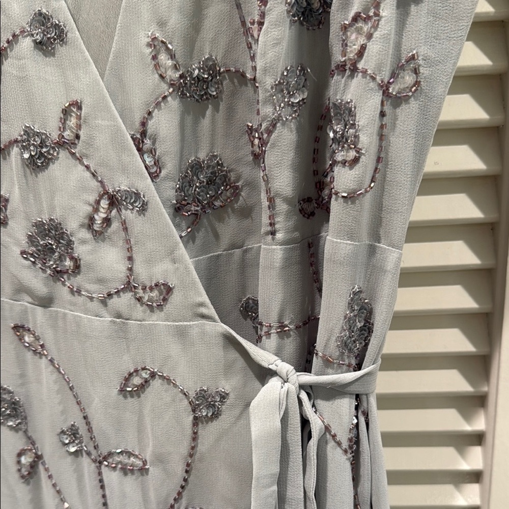 BHLDN Gray Maxi Dress with Silver Embroidery - Picture 4 of 10